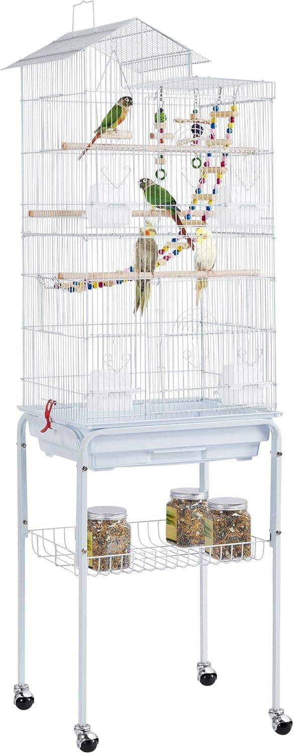62.4-inch Roof Top Flight Bird Cage for Parakeets Cockatiels Conures Finches Lov
