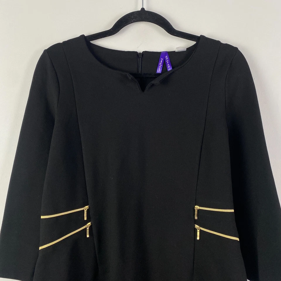 Seraphine Maternity Day Dress US Size 6 Black 3/4 Sleeves Stretch - Image 2 of 4