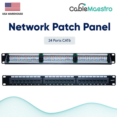 Patch Panel UTP 24 Port CAT6 RJ45 110 Network Bracket Surface Wall Mount