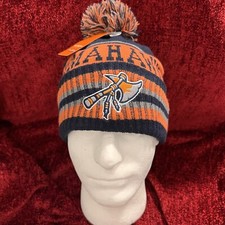 NWT Buffalo Tomahawks yth travel baseball navy/gray/orng acrylic knit beanie hat