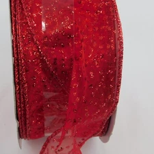 Celebrate It Christmas Red Glitter Wired Jumbo Ribbon Polyester 2.5 InX80 Ft New