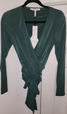 NEW BCBGeneration Dark Green Long Sleeve Cropped Bodysuit Size XS