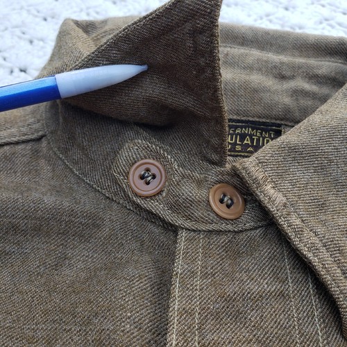 Vtg WWI Government Regulation Pullover Wool Chin Strap Army Work Shirt - FLAW - Picture 3 of 13