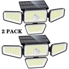 420 LED Solar Power PIR Motion Sensor Light 4 Head Outdoor Security Flood Lamp