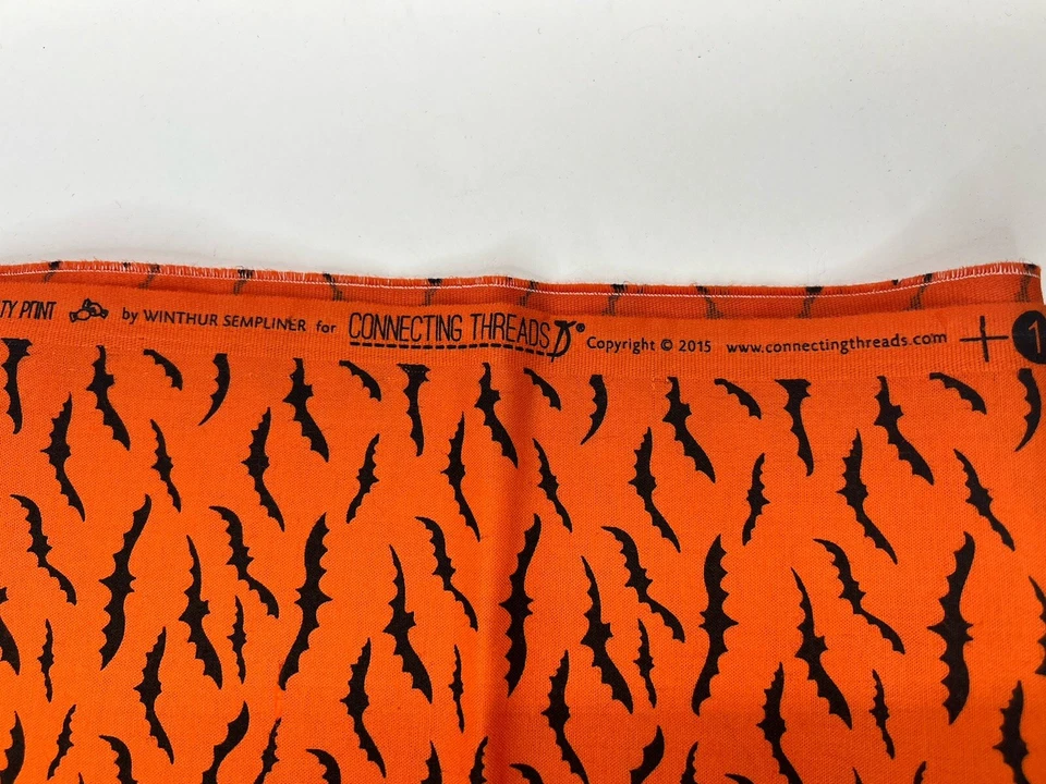 1 yard Quilters Candy Connecting Threads Batty 100% Cotton Fabric Bats Orange - Image 3 of 3