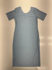 Shein Light Blue Ribbed Short Sleeve Shirt Dress Womens Size Medium