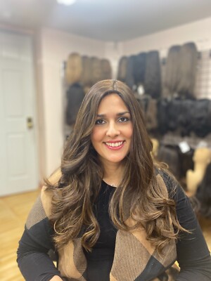 Malky Wig Sheitel European Multidirectional 26'' Dark Brown with Highlights 8/4