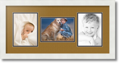 ArtToFrames Collage Mat Picture Photo Frame 3 5x7'' Openings in Satin White 114