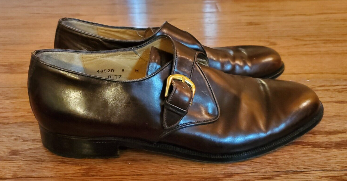 Bruno Magli Mens Brown Monk Strap Leather Dress Shoes Size 