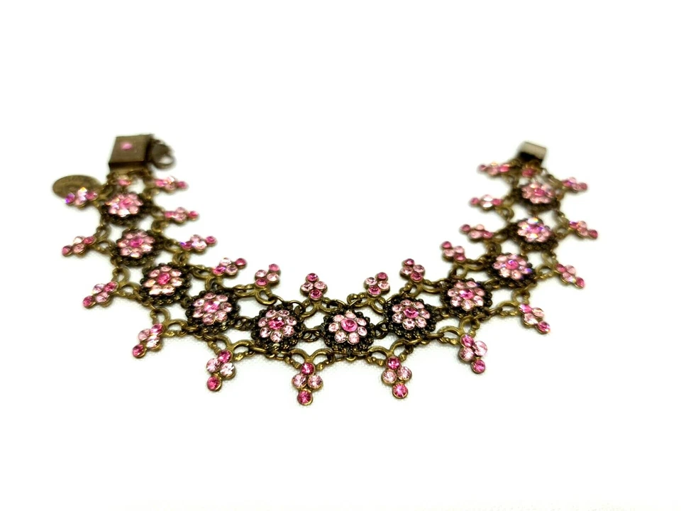 Una hermosa pulsera de Michal Negrin con piedras de cristal rosa única. Foto 3 de 4