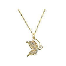 Kirks Folly Crystal CZ Princess Butterfly Necklace   goldtone