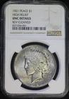 1921 $1 Peace Silver Dollar High Relief NGC UNC Details Key Date Coin