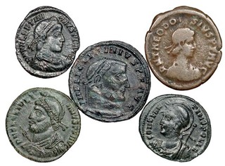5 Late Roman bronze coins