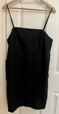 Madewell Goldie Minidress in Black Sz 10 100% Linen Strappy Classic Chic Beach