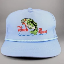 Vintage Fishing Hat Cap Blue Rope Snapback Hat Youngan Made in Korea Retro 80s