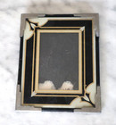 Antique 1920s 30s Art Deco picture frame reverse-painted glass metal corners — photo 1