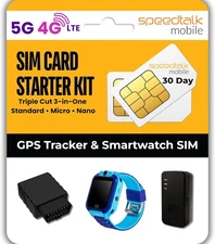 SpeedTalk Mobile GPS Tracker SIM Card Starter Kit | 3 in 1 Universal... 