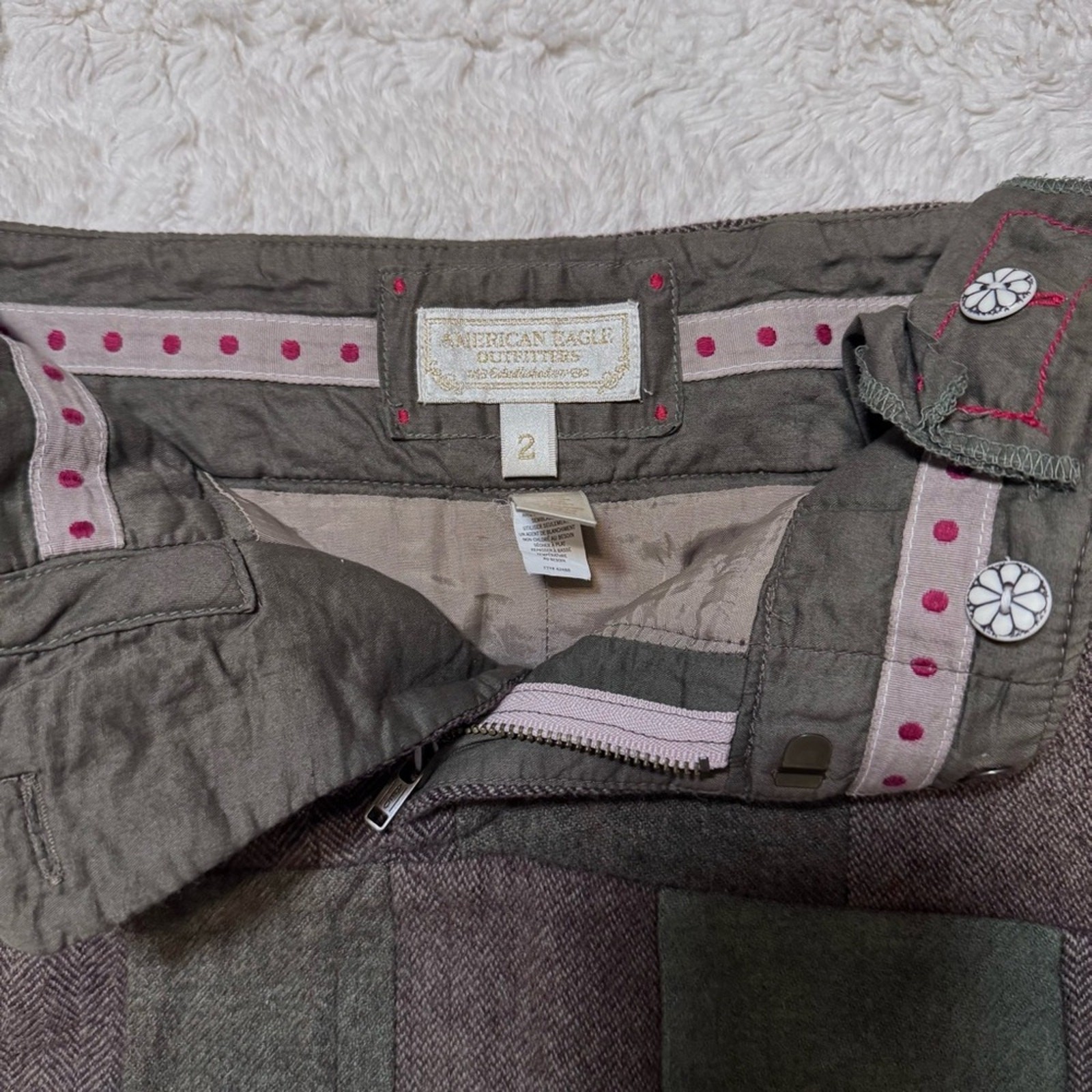 Y2K American Eagle Wool Patchwork Mini Skirt (Siz… - image 2