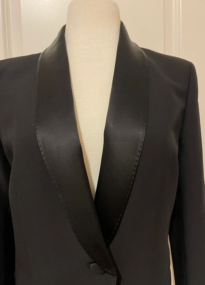 Chaqueta/Blazer Lafayette 148 NY Negro Estilo Esmoquin Lana/Seda Talla-10~ CLÁSICO~ Foto 2 de 4