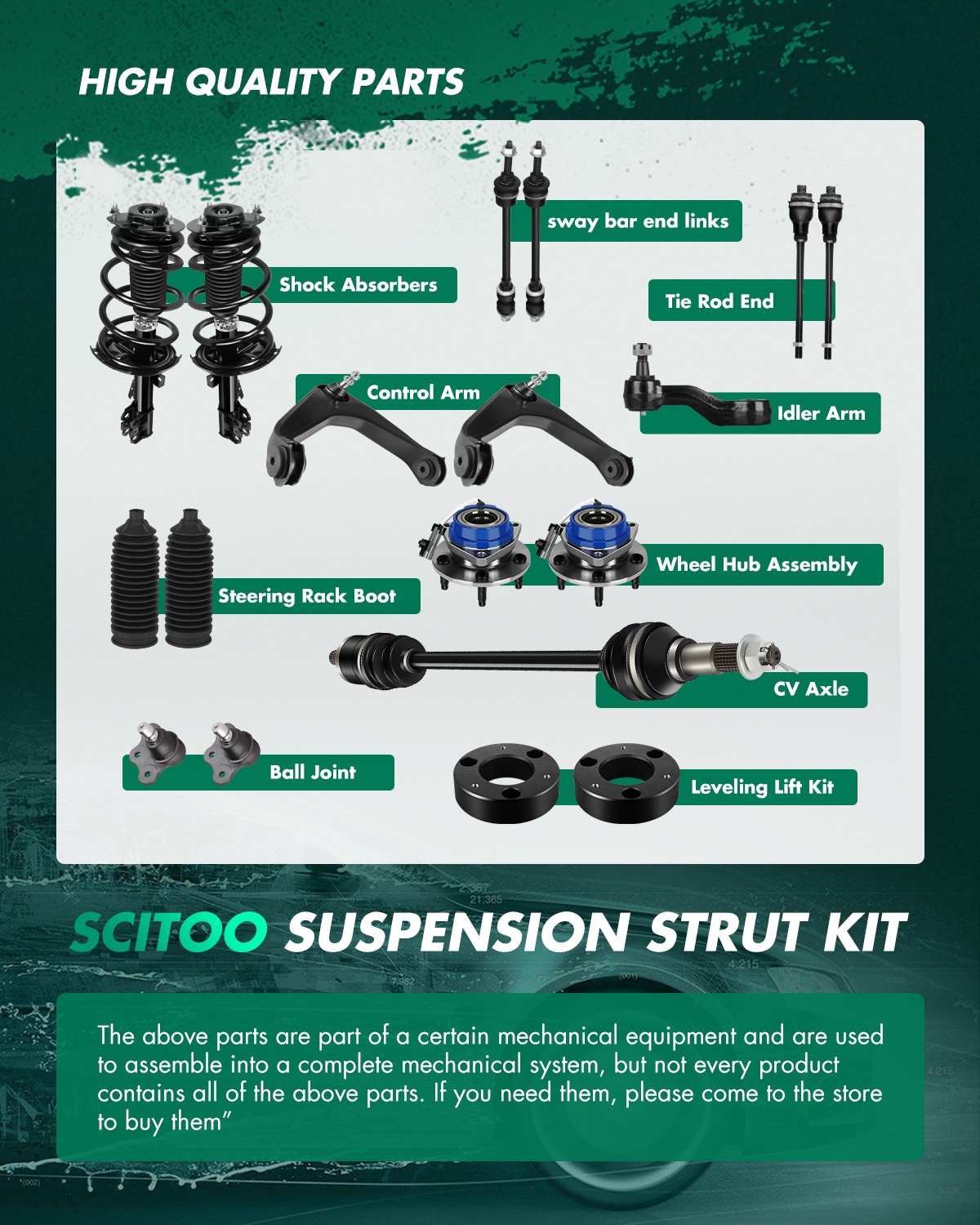 For 07-2010 Chrysler Sebring Sedan 09-2014 Dodge Avenger Rear Struts & Sway Bar