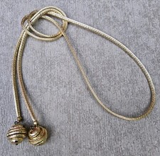 Vintage 1950s Lariat Belt Ball Tassel Tie Wrap Belt Gold Metallic Art Deco Glam