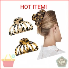 Shinowa Hair Clips, 2-Pack Bohemian Tortoise Shell Hair Claw Clips Strong Hold B