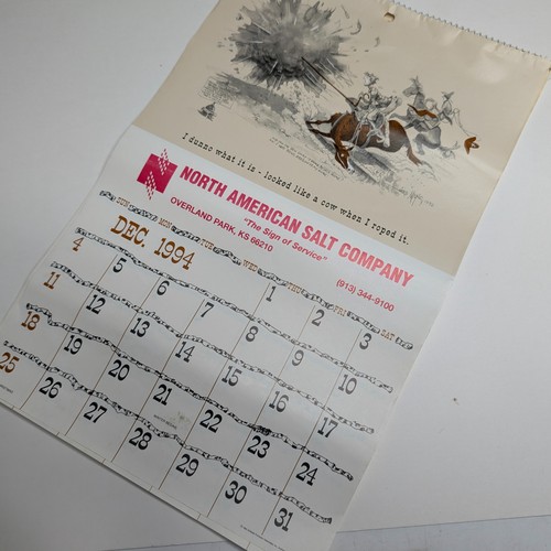 1994 North American Salt Company Calendar Herb Mignery Western Cowboy Humor KS