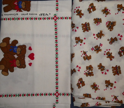 LOT OF 2 NEW, UNWASHED VIP BY CRANSTON ''LUV BEARS'' COMPLIMENTARY COTTON FABRICS
