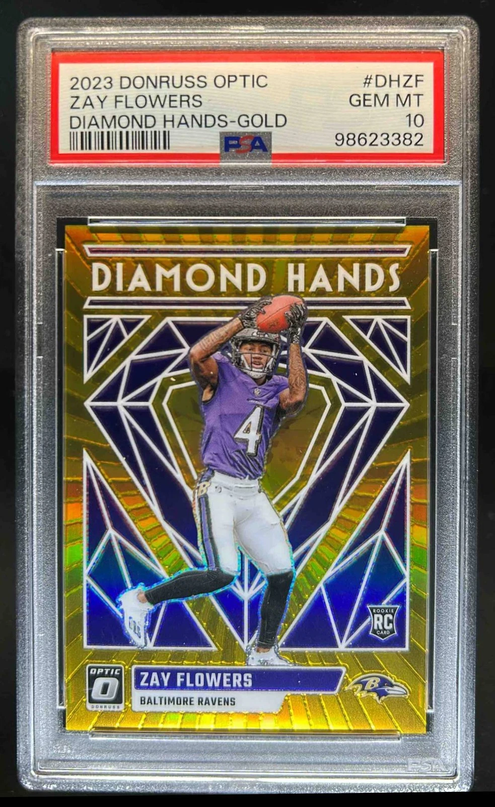 Zay Flowers Panini Donruss Optic Diamond Hands #DHZF Gold