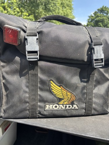 2- OEM Honda Vintage Canvas Saddlebags With Silver OEM Saddlebag Covers - Picture 5 of 19
