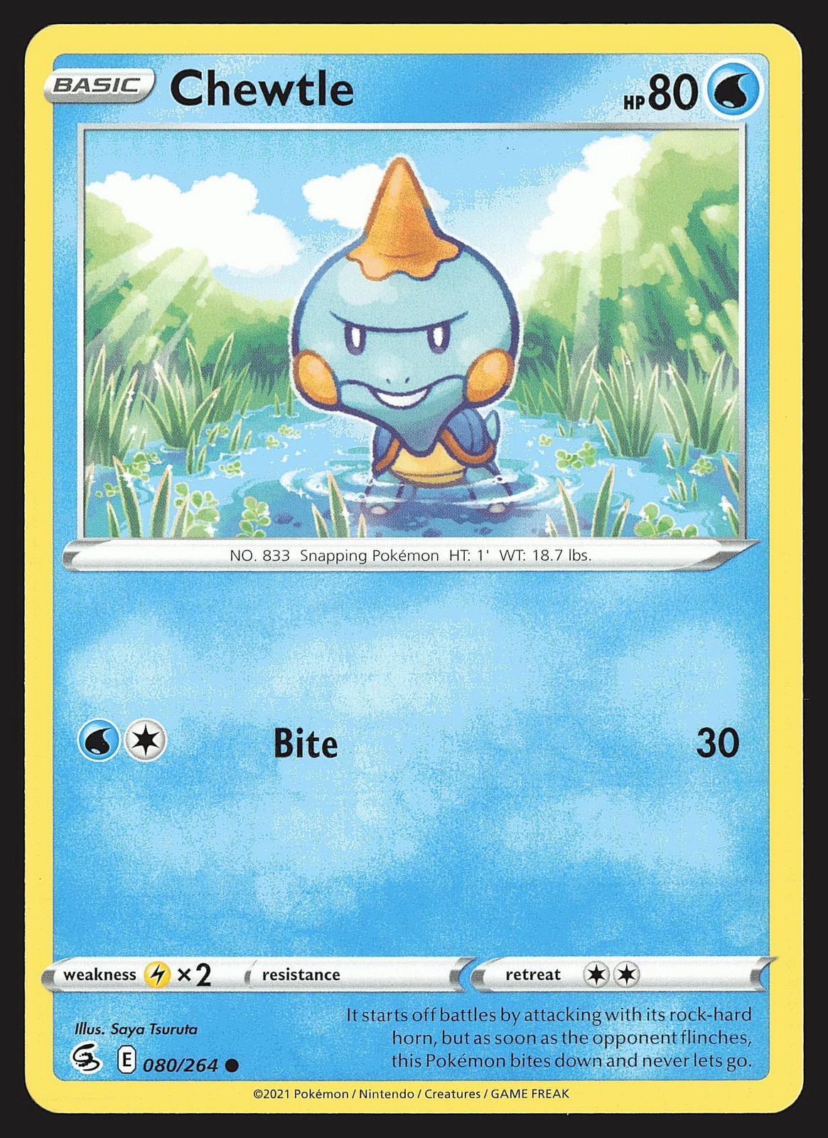 SWSH08: Fusion Strike Chewtle #080/264 Common Pokemon Card