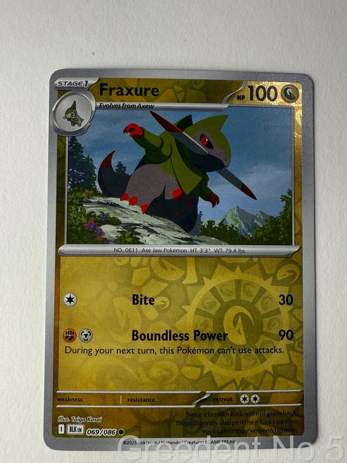 Fraxure 069/086 Common Black Bolt Pokemon Reverse Holo Near Mint