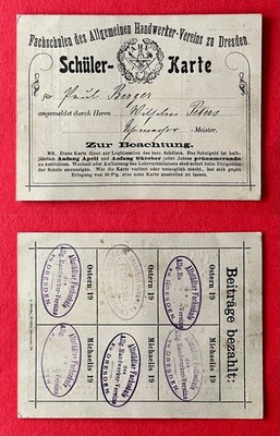 alter Ausweis Schüler - Karte Fachschule des Handwerker Vereins Dresden ( 163048