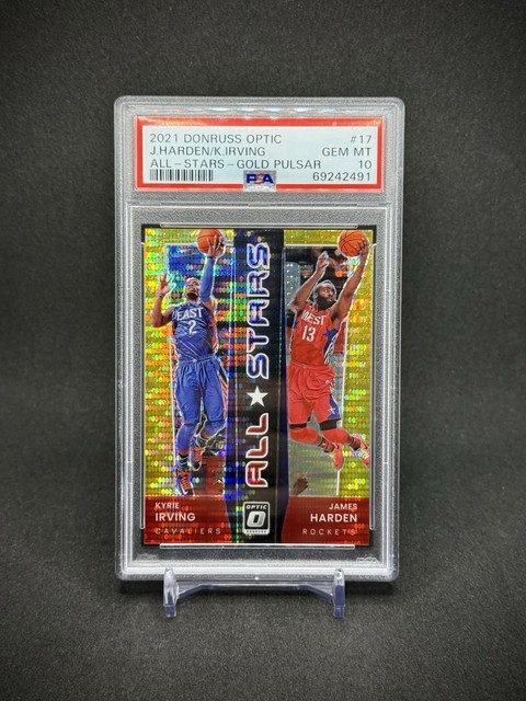 Kyrie Irving James Harden 2021 Panini Optic All-Stars Gold Pulsar Prizm /10 SSP
