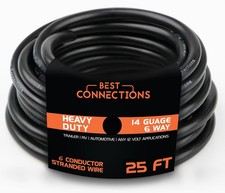BEST CONNECTIONS 14 Gauge 6 Way Trailer Wire Durable, Weatherproof, Color-Coded