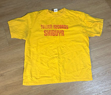 Vintage WEARTHEMUSIC Tower Records Shibuya Yellow Graphic Logo Crew Neck Tee XXL