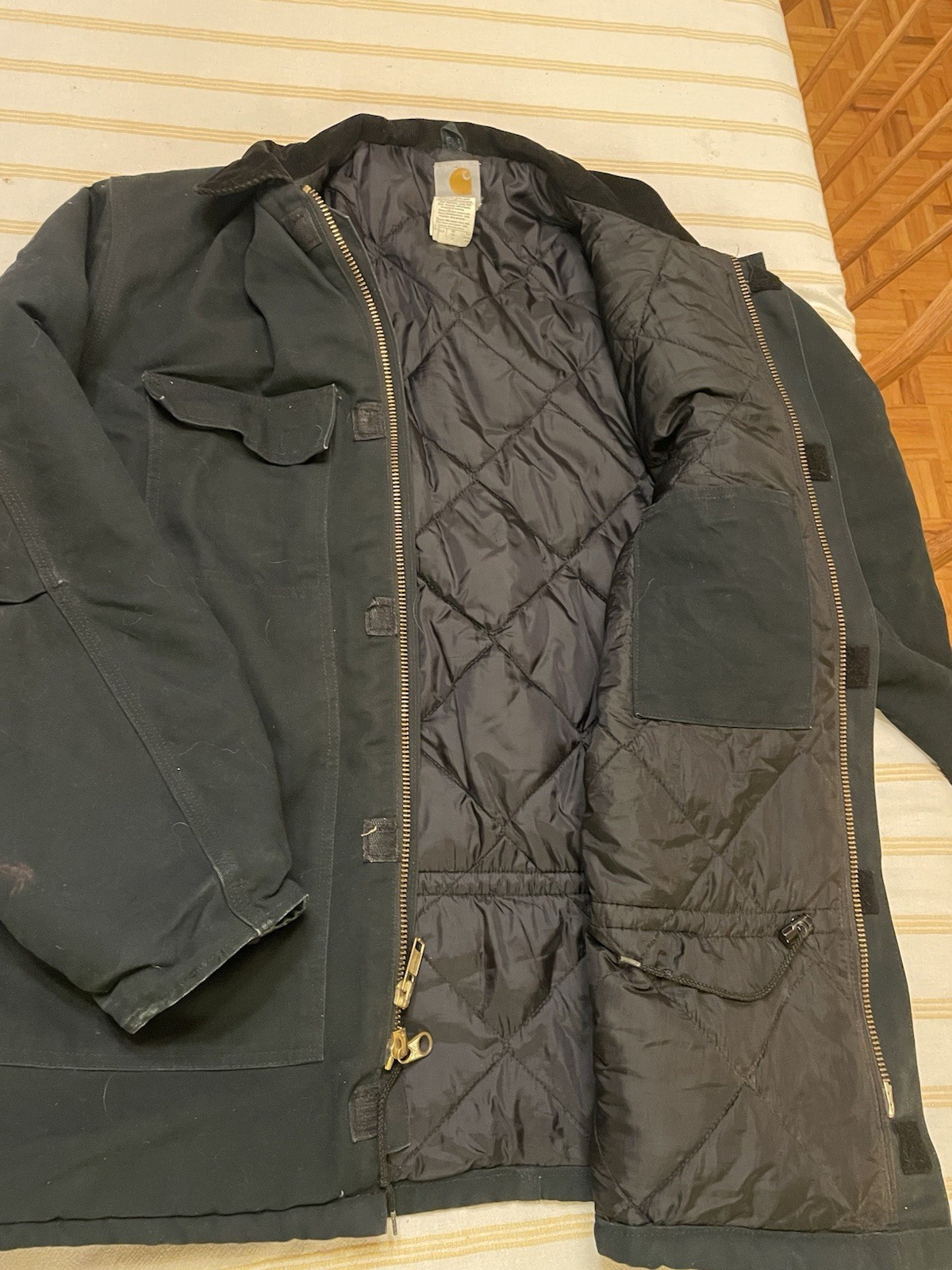 Carhartt Detroit Arctic Lined Chore Jacket Black 50 Tall Made In USA thumbnail 4