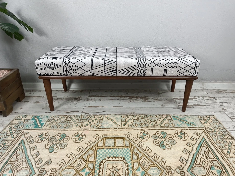 Ottoman bench, Footstool bench, Bedroom bench, Ethnic bench, Upholstered bench - Image 2 of 4