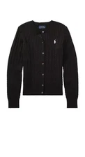 NEW Polo Ralph Lauren Girls Mini Cable Knit Cardigan Black Size X-Large XL (16)