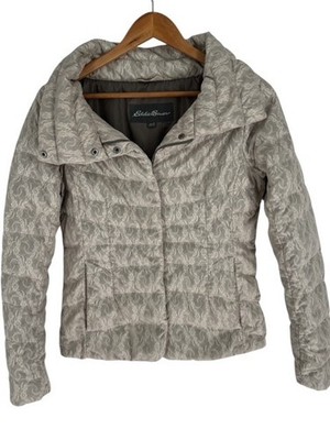 Eddy Bauer Women's Down Puffer Jacket Lace Floral Size Small Full Zip