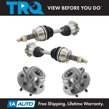 TRQ 4 Piece Steering Wheel Bearing & Hub Assemblies w/ CV Axle Shafts for Dakota