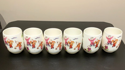 SET OF 6 New HENGYUE Asian Theme Children Play Multicolor 5oz Tea Cups 3 X 2.25''