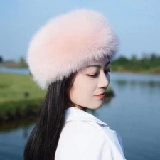Female Faux Fur Thick Warm Windproof Hat Fluffy Fur Winter Hat Snow Ski Cap
