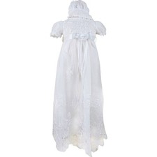 Adeline - Baby Girl Christening Baptism Lace Dress With Bonnet