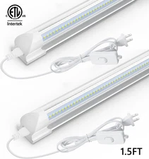 2 Pack LED Shop Lights 1.5' 20W 6500K T8 Utility Garage Workshop Tube Lights ETL