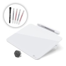 Small Glass Dry Erase Board, Desk White Board with Standing, Mini Whiteboard