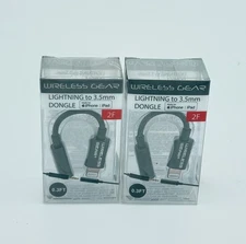 Wireless Gear 3.5mm 2F iPhone iPad Headphone Adapter Dongle QTY 2 - NEW