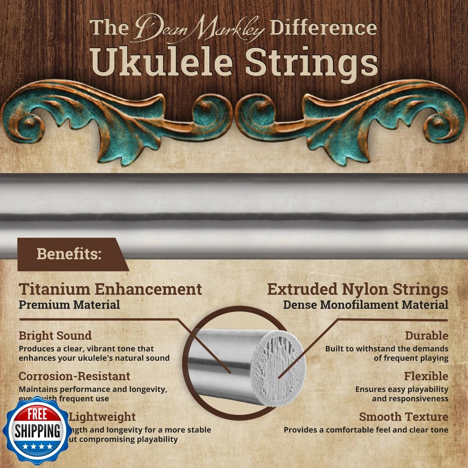 Juego de cuerdas de ukelele tenor Dean Markley, 8501 cuerdas de ukelele tenor Low G Deli Foto 2 de 4