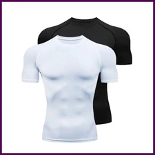 Men's Short Sleeve Compression Shirts Workout Quick Dry Baselayer T-Shirt Tops