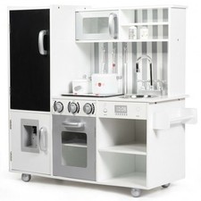 Wooden Pretend Play Kitchen Sets with Simulated Sound - Color: White
